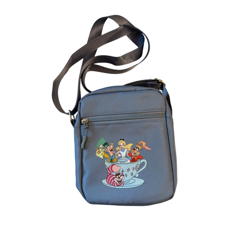 Disney Alice in Wonderland Very Merry Unbirthday bag & pin Mad Hatter Cheshire